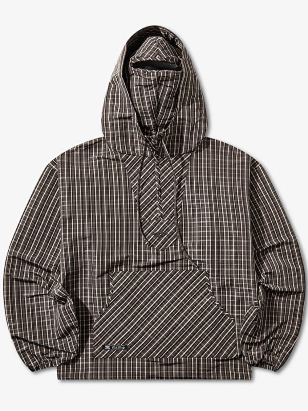😷2025 UMBRO X SLAMJAM CHECKED MASKED ANORAK NWT MENS XL - DK BRN & BEIGE 😷